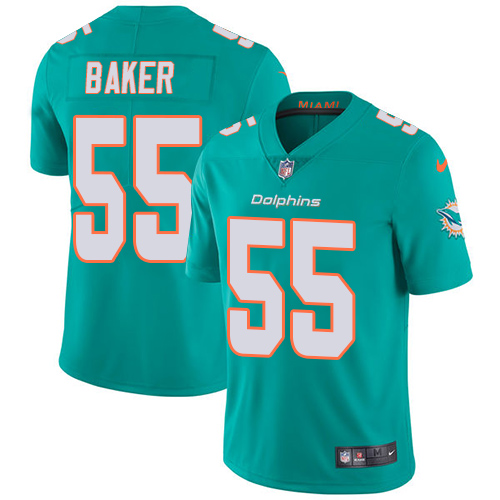 Nike Miami Dolphins 55 Jerome Baker Aqua Green Team Color Men Stitched NFL Vapor Untouchable Limited Jersey